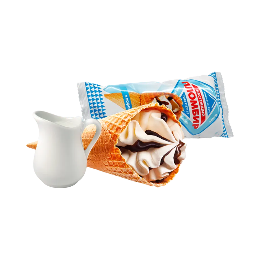 Вафельный рожок пломбир