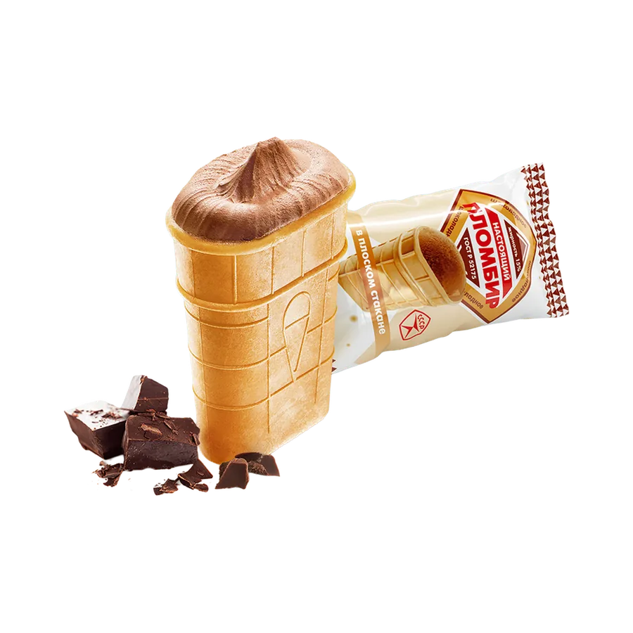 Плоский стаканчик шоколадный
