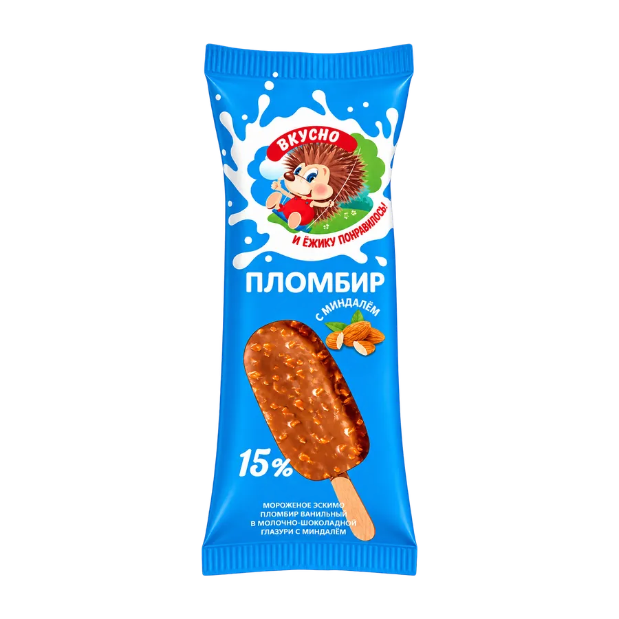 Эскимо «Ёжик» в молочно-шоколадной глазури с миндалём